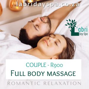Couples full body massage special - L'abri day spa Parys