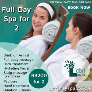Full day spa for 2 L'abri day spa