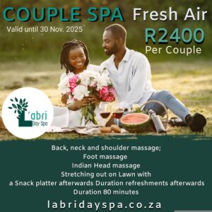 Couple spa picnic L'abri day spa