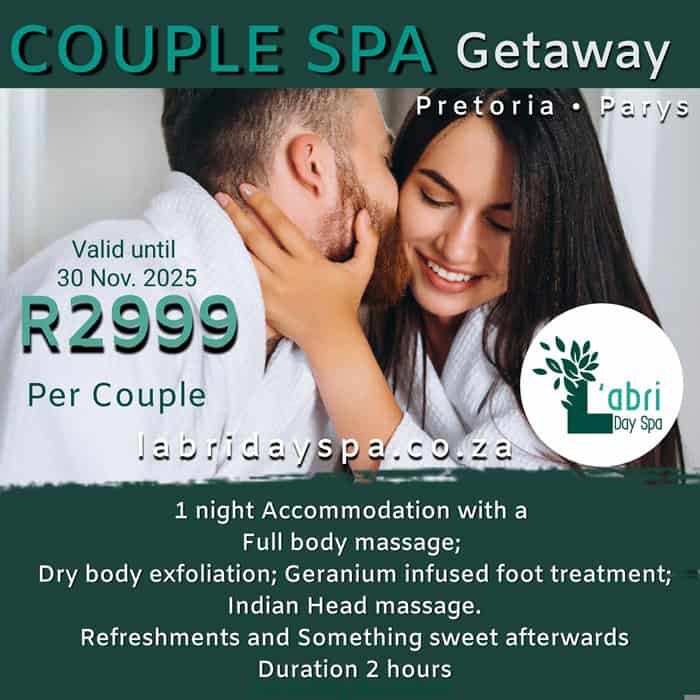 Couple spa stay over L'abri day spa